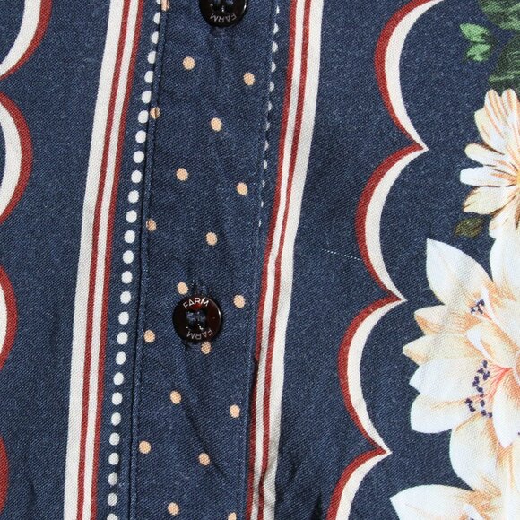 Farm Rio Floral Long Sleeve Shirt Blouse Button Up Floral Polka Dot Sz G / Large - Picture 8 of 15